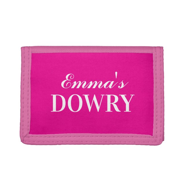 Pink dowry wallet with custom name (Front)