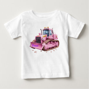Pink Dozer Bulldozer Personalized Toddler T-Shirt