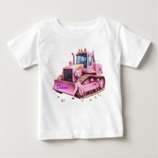 Pink Dozer Bulldozer Personalized Toddler T-Shirt