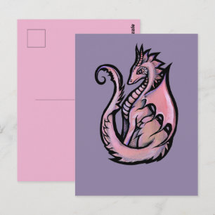 Pink Dragon Art cute dragons design geek girl art Postcard