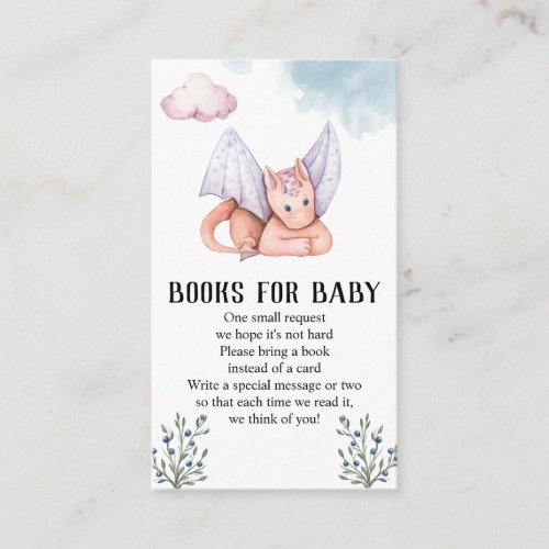 Pink Dragon Baby Shower Books For Baby    Enclosure Card