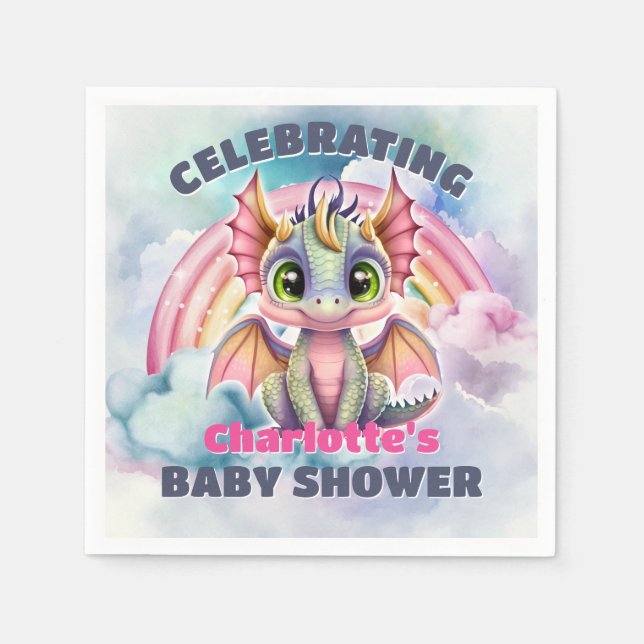 Pink Dragon Baby Shower Napkins (Front)