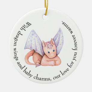 Pink Dragon Baby Shower Ornament: Forever Loved Ceramic Ornament