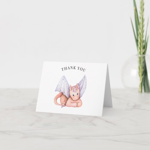 Pink Dragon Baby Shower Thank You Card