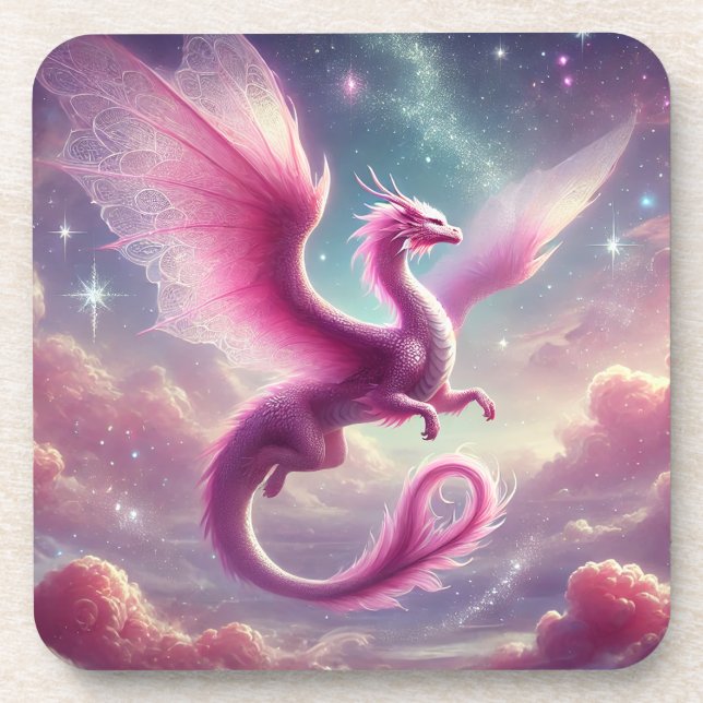Pink Dragon Beverage Coaster (Front)