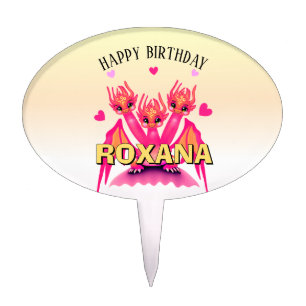 Pink dragon cake topper