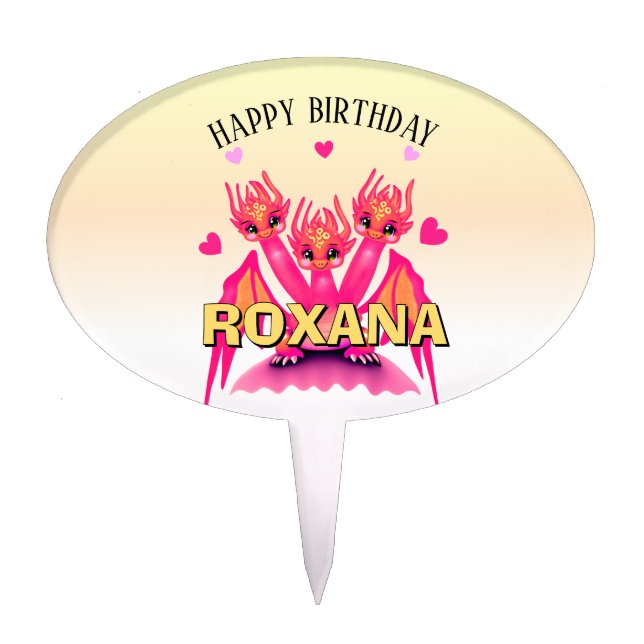 Pink dragon cake topper (Front)