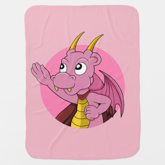 Pink dragon  cartoon baby blanket (Front)