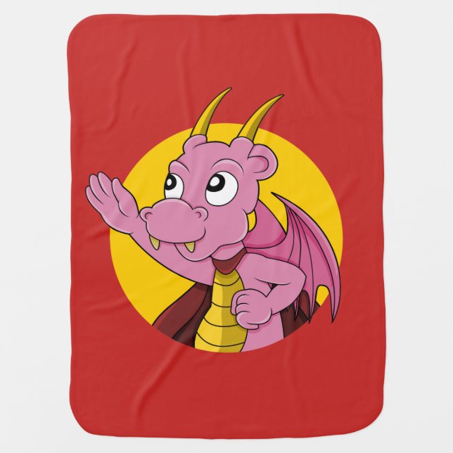 Pink dragon  cartoon baby blanket (Front)