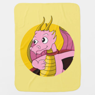 Pink dragon cartoon baby blanket