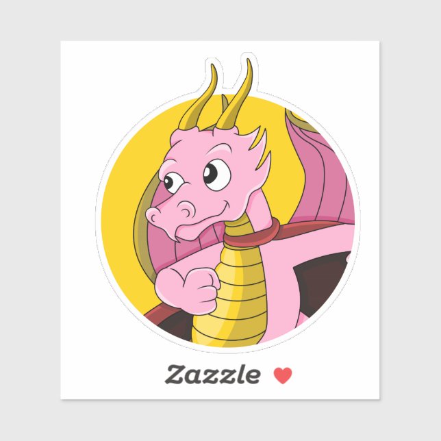 Pink  dragon cartoon Custom-Cut Vinyl Sticker (Sheet)