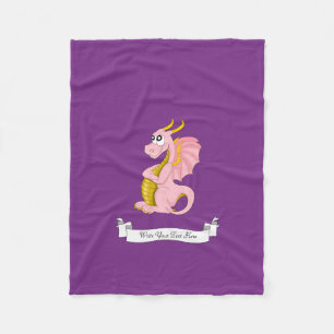 Pink dragon cartoon fleece blanket