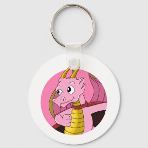 Pink dragon cartoon keychain