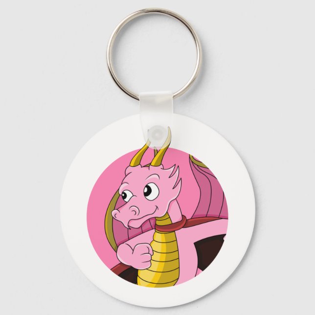 Pink dragon cartoon keychain (Front)