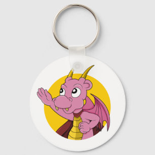 Pink dragon cartoon keychain