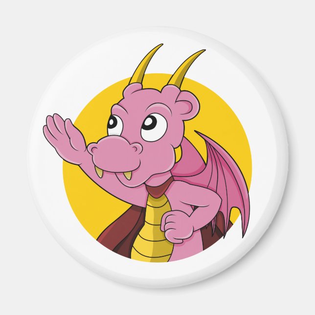 Pink dragon  cartoon magnet (Front)