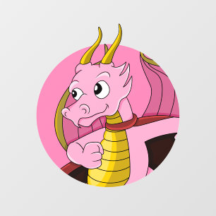 Pink dragon  cartoon  Wall Decal