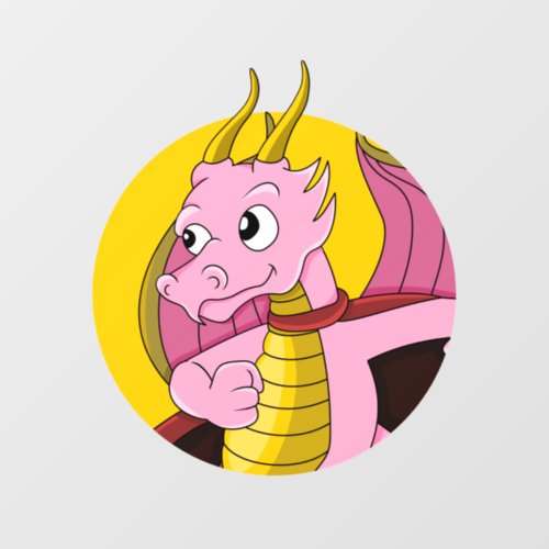 Pink dragon  cartoon  Wall Decal