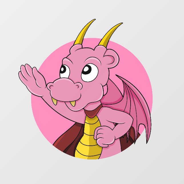 Pink dragon  cartoon  Wall Decal (Front)