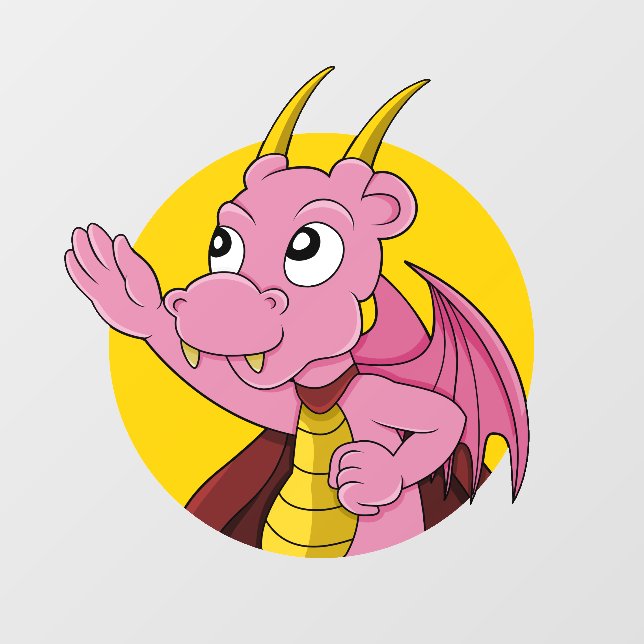 Pink dragon  cartoon  Wall Decal (Front)
