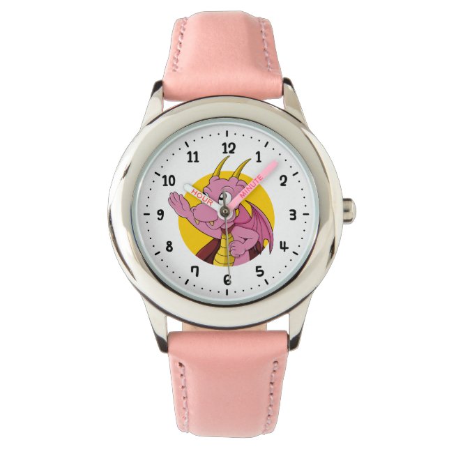 Pink dragon cartoon watch (Front)