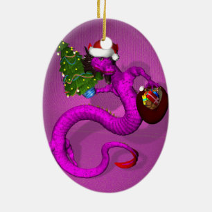 Pink Dragon Ceramic Ornament