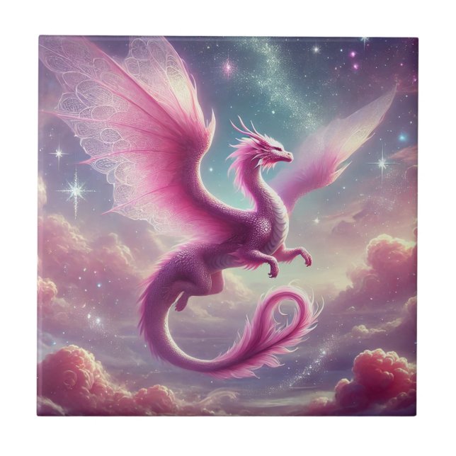 Pink Dragon Ceramic Tile (Front)