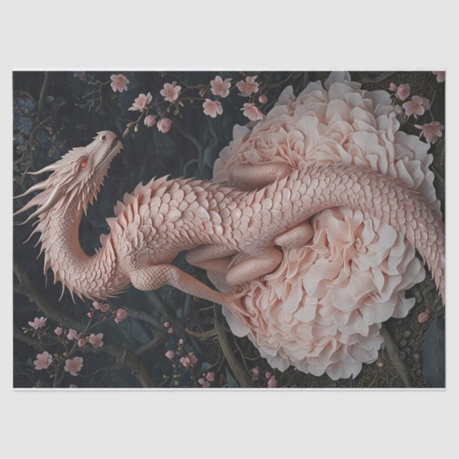 Pink Dragon Floral Garden Tissue Paper (Front)