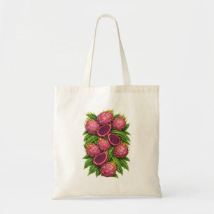 Pink Dragon Fruit Botanical Tropical Tote Bag