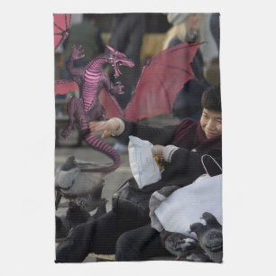 Pink Dragon In Venice Italy Kitchen Towel