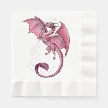 Pink Dragon Of Spring Fantasy Art Paper Napkins by critterwings at Zazzle