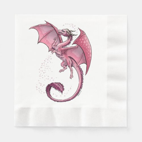 Pink Dragon of Spring Fantasy Art Paper Napkins