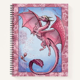 Pink "Dragon of Spring" Flowers Fantasy Art Notebook
