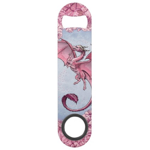 Pink Dragon of Spring Nature Fantasy Art Bar Key