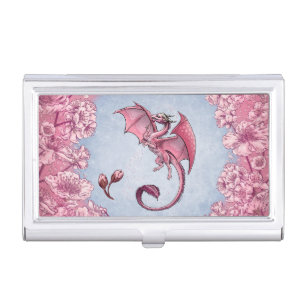 Pink Dragon of Spring Nature Fantasy Art Business Card Case