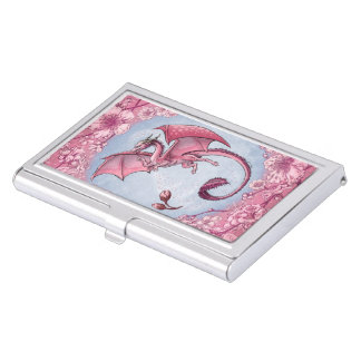 Pink Dragon of Spring Nature Fantasy Art Business Card Holder