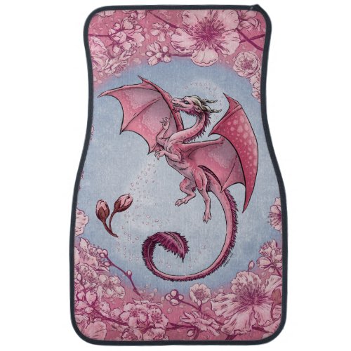 Pink Dragon of Spring Nature Fantasy Art Car Mat