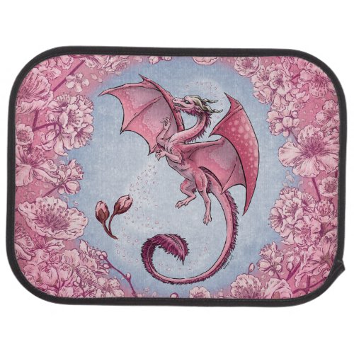 Pink Dragon of Spring Nature Fantasy Art Car Mat