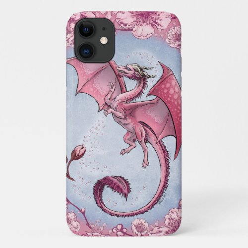 Pink Dragon of Spring Nature Fantasy Art iPhone 11 Case