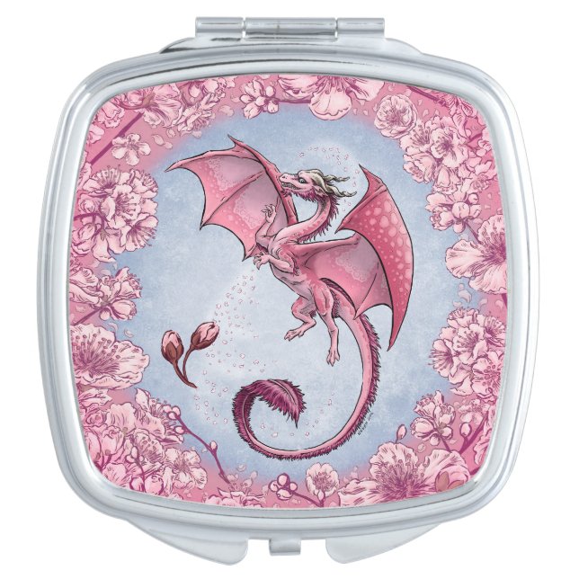 Pink Dragon of Spring Nature Fantasy Art Compact Mirror (Front)