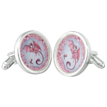 Pink Dragon Of Spring Nature Fantasy Art Cufflinks by critterwings at Zazzle