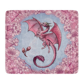 Pink Dragon of Spring Nature Fantasy Art Cutting Board