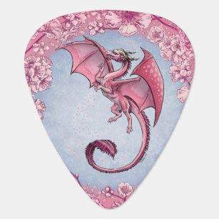 Pink Dragon of Spring Nature Fantasy Art Guitar Pick