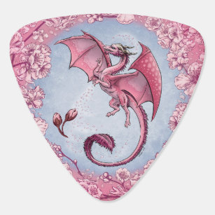 Pink Dragon of Spring Nature Fantasy Art Guitar Pick