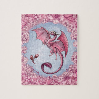 Pink Dragon of Spring Nature Fantasy Art Jigsaw Puzzle