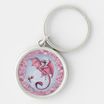 Pink Dragon Of Spring Nature Fantasy Art Keychain by critterwings at Zazzle