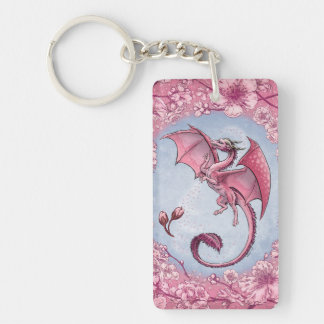 Pink Dragon of Spring Nature Fantasy Art Keychain