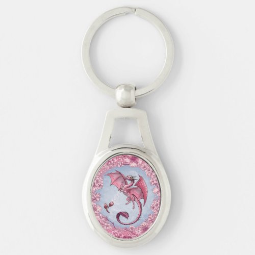 Pink Dragon of Spring Nature Fantasy Art Keychain