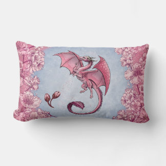 Pink Dragon of Spring Nature Fantasy Art Lumbar Pillow