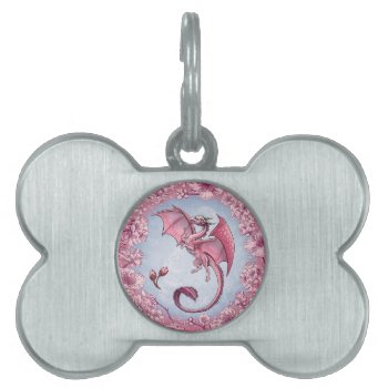 Pink Dragon Of Spring Nature Fantasy Art Pet Id Tag by critterwings at Zazzle